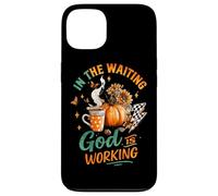 In The Waiting God Is Working Cozy Fall Mug Case for iPhone 13