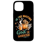 In The Waiting God Is Working Cozy Fall Mug Case for iPhone 15