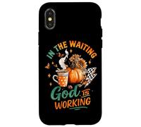 In The Waiting God Is Working Cozy Fall Mug Case for iPhone X/XS