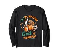 in The Waiting God is Working Cozy Fall Mug Long Sleeve T-Shirt