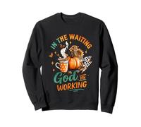 In The Waiting God Is Working Cozy Fall Mug Sweatshirt
