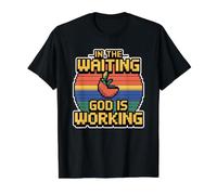 in The Waiting God is Working Value Graphic T-Shirt, Men, Black, S