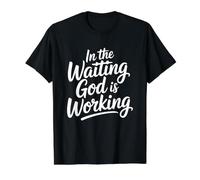 in The Waiting God is Working Value Graphic T-Shirt, Men, Black, S