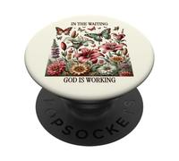 In the Waiting God is Working Vintage Floral Christian PopSockets Adhesive PopGrip