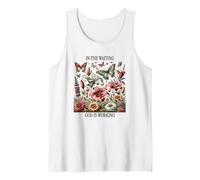 in The Waiting God is Working Vintage Floral Christian Tank Top