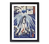 In the Waterfall by Utagawa Kuniyoshi Framed Print | A2 Black Framed Wall Art | Ready to Hang | Modern Landscape Picture | Living Room Bedroom Lounge Office