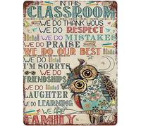 In This Classroom Owl Vintage Metal Tin Sign Homeschool Decor Classroom Learning When You Enter This Classroom Funny Kitchen Bar Club Garage Garden Farm Wall Art Tin Signs 5.5x8 Inch A Gift For Mom