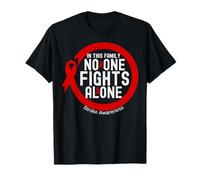 In This Family No-one Fight Alone Stroke Awareness Ribbon T-Shirt