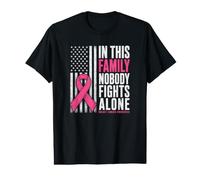in This Family Nobody Fights Alone US Flag Breast Cancer Value Graphic T-Shirt