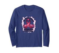 in This Fight Nobody Stands Alone Breast Cancer Support Long Sleeve T-Shirt, Adult Unisex, Navy, XL