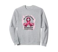 In This Fight Nobody Stands Alone Breast Cancer Support Sweatshirt, Adult Unisex, Heather Grey, L