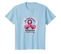 in This Fight Nobody Stands Alone Breast Cancer Support T-Shirt, Kids, Baby Blue, 2 Years
