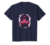 in This Fight Nobody Stands Alone Breast Cancer Support T-Shirt, Kids, Navy, 4 Years