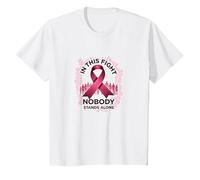in This Fight Nobody Stands Alone Breast Cancer Support T-Shirt, Kids, White, 10 Years