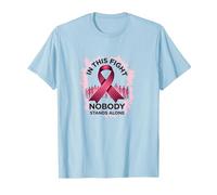 in This Fight Nobody Stands Alone Breast Cancer Support T-Shirt, Men, Baby Blue, XXL