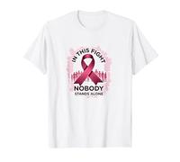 in This Fight Nobody Stands Alone Breast Cancer Support T-Shirt, Men, White, XL
