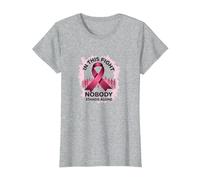 in This Fight Nobody Stands Alone Breast Cancer Support T-Shirt, Women, Heather Grey, 3XL