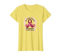 in This Fight Nobody Stands Alone Breast Cancer Support T-Shirt, Women, Lemon, XXL