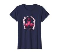 in This Fight Nobody Stands Alone Breast Cancer Support T-Shirt, Women, Navy, S