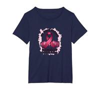 in This Fight Nobody Stands Alone Breast Cancer Support T-Shirt, Women's Plus, Navy, 4X