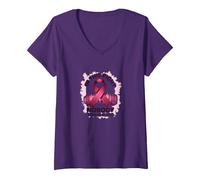 in This Fight Nobody Stands Alone Breast Cancer Support V-Neck T-Shirt, Women, Purple, M