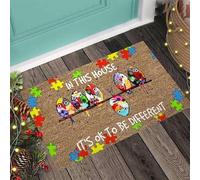 in This House Its Ok to Be Different Autism Awareness Doormat,Autism Awareness Support Home Decorative Welcome Doormat 30X18 In