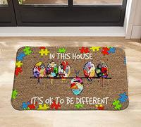 in This House It's Ok to Be Different Doormat,Outdoor Door Mat,Personalized Doormat,Welcome Doormat,Housewarming Gifts Doormat Outdoor Entrance 24X16 Inch