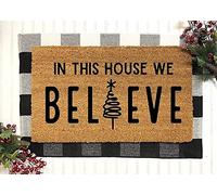 in This House We Believe Doormats,Religious Christmas,Christmas Decorations,Non Slip Floor Mat for Home Bathroom Kitchen Entrance 24X16 Inch