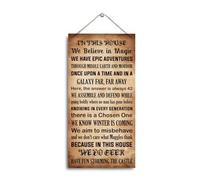 In This House We Believe In Magic Sign, Farmhouse Decor for Front Door, Decorative Hanging Wall Plaque Wood Sign, Vintage Home Decor, Porch Wall Decor, Garage Decor, Decoration for Cafe Pub Coffee Bar