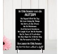 "In This House We Do Autism" Inspirational Plaque - Unique Home Decor for Autism Awareness & Support - Display in Any Room (Mdf Wood Indoor Use Only, A5 21cm x 15cm)
