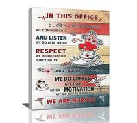 In This Office Wall Art Nurse Cap Pictures Wall Decor Medical Stethoscope Canvas Prints Framed Modern Inspirational Quotes Teamwork Painting Artwork Gifts for Nurse Office Hospital Nursery 12"x16"