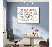 In This Office We Are A Team Wall Decor 24x18 Inch Frame Office Inspirational Wall Art, Motivational Teamwork Wooden Hanging Sign
