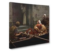 In Time Of Peril by Edmund Leighton Classic Painting Canvas Wall Art Print Ready to Hang, Framed Picture for Living Room Bedroom Home Office Décor, 20x20 Inch (50x50 cm)