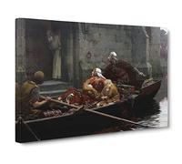 In Time Of Peril By Edmund Leighton Classic Painting Canvas Wall Art Print Ready to Hang, Framed Picture for Living Room Bedroom Home Office Décor, 24x16 Inch (60x40 cm)