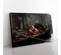 In Time Of Peril By Edmund Leighton Classic Painting Canvas Wall Art Print Ready to Hang, Framed Picture for Living Room Bedroom Home Office Décor, 60x40 cm (24x16 Inch)