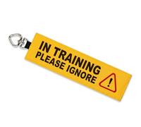 in Training Please Ignore Dog Leash Wrap, Highly Visible Yellow Warning Sleeve with Heart Snap Hook, Service Dog & Puppy Training Sign, Durable Double-Sided Canvas Lead Cover