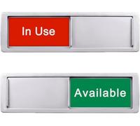 In Use or Available Sign, Magnetic Privacy Occupied Vacant Door indicator for Bathroom/Restroom/Office/Meeting Room, Durable Plastic (Silver), 7'' x 2''