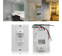 In-Wall Motion Sensor Light Switch, PIR Occupancy Single Pole, Auto On Off 9M Detect, For Corridor Toilet Stair Hall Garage Washroom