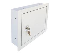 In-Wall Safe with Key Lock - Heavy-Duty Steel Lockable Hidden Wall Compartment for Secure Storage, Wall Safe Box for Jewelry, Cash, and Documents - 15.75-Inch Exterior Width, White
