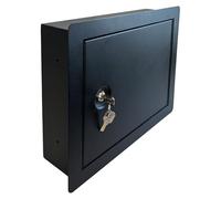 In-Wall Safe with Key Lock - Heavy-Duty Steel Lockable Hidden Wall Compartment for Secure Storage, Wall Safe Box for Jewelry, Cash, and Documents - 15.75-Inch Exterior Width, Black