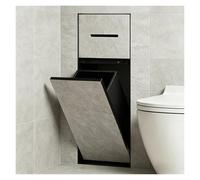 In Wall Tile Ready Embedded Toilet Roll Holder Stainless Steel, 2-in-1 Hidden Shower Niche Trash Can & Toilet Paper Holder Dispenser for Bathroom Renovation(Black)
