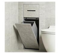In Wall Tile Ready Embedded Toilet Roll Holder Stainless Steel, 2-in-1 Hidden Shower Niche Trash Can & Toilet Paper Holder Dispenser for Bathroom Renovation(Gray)
