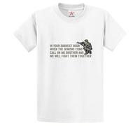 in Your Darkest Hour When The Demons Come Call On Me Brother and We Will Fight Them Together Classic Unisex Adults Army T-Shirt(XL, White)