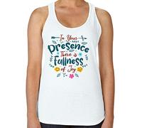 in Your Presence There is Fallness of Joy Inspired Women's Vest Ladies Tri-Blend Racer Back Tank Top. (White, S)