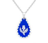 In4aDig Ice Blue Teardrop Thistle Crystal Pendant - Medium - Sterling Silver - Hand Crafted in Scotland - Gift Boxed