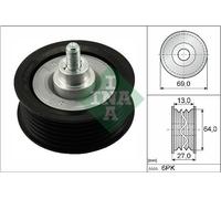 INA Deflection/Guide Pulley 532 0477 10 – V-ribbed Belt, fits Peugeot Ford Citroën Fiat