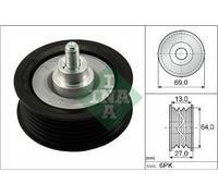 INA Deflection/Guide Pulley 532 0477 10 – V-ribbed Belt, fits Peugeot Ford Citroën Fiat