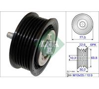 INA 532070010 V-Ribbed Belt Deflection/Guide Pulley Fits Opel Saab Vauxhall