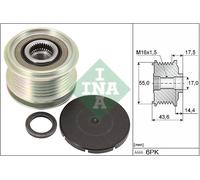 Overrunning Alternator Pulley fits RENAULT SCENIC 1.4 1.6 1.8 1.5D 1999 on INA