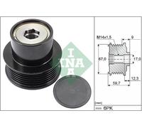 INA 535 0288 10 Alternator Freewheel Clutch for CITRO?N,PEUGEOT,TOYOTA